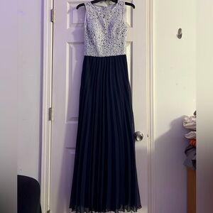 B Darlin Navy and White Maxi Dress